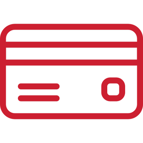 Red credit card icon.